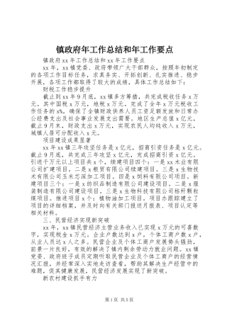 镇政府年工作总结和年工作要点