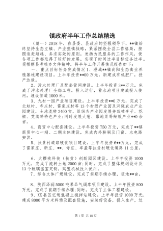 镇政府半年工作总结精选