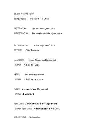 办公室英文大汇总---名词