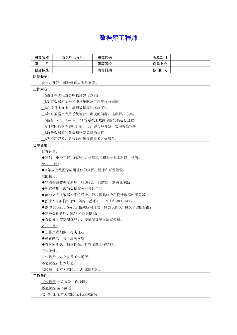 岗位说明书－IT类（2）_第2页