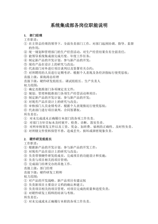 部门各岗位职能说明