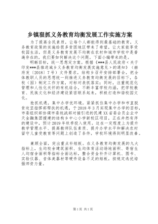 乡镇狠抓义务教育均衡发展工作实施方案