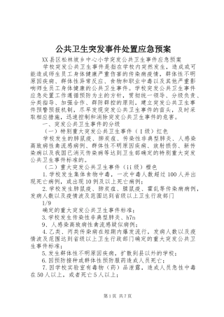 公共卫生突发事件应急预案 