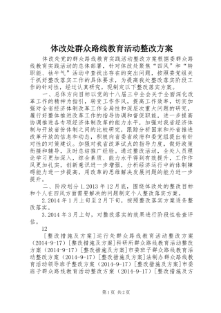 体改处群众路线教育活动整改方案