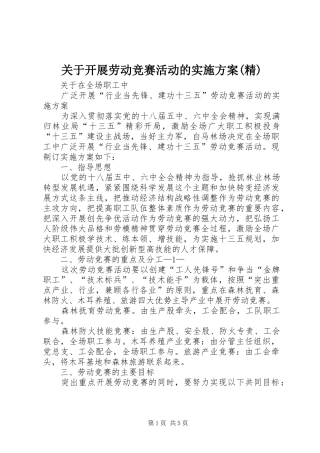 关于开展劳动竞赛活动的方案(精) 