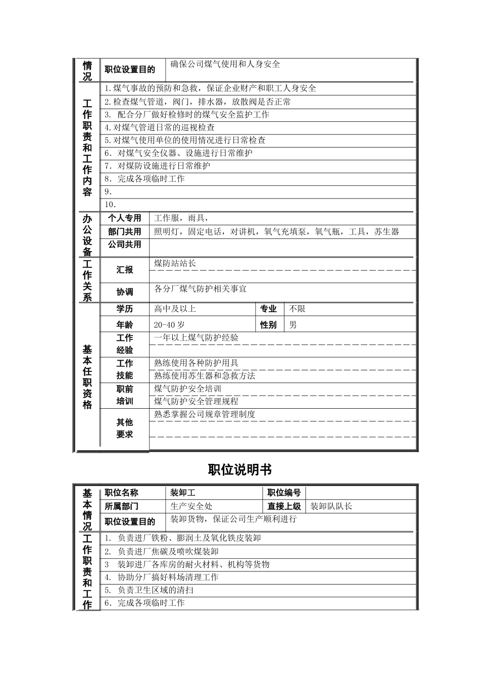 德龙钢铁-非管理岗位职位说明书_第2页