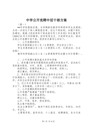 中学公开竞聘中层干部方案