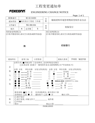 辅助材料环境管理物质管制ECN