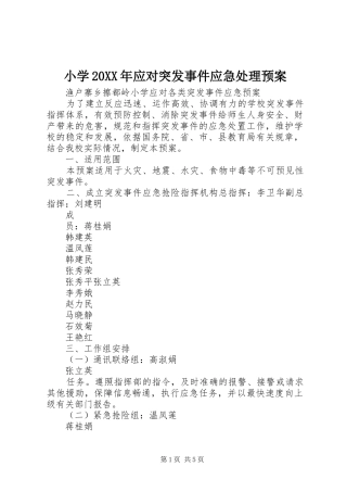 小学20XX年应对突发事件应急预案 (3)