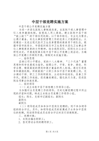 中层干部竞聘方案 