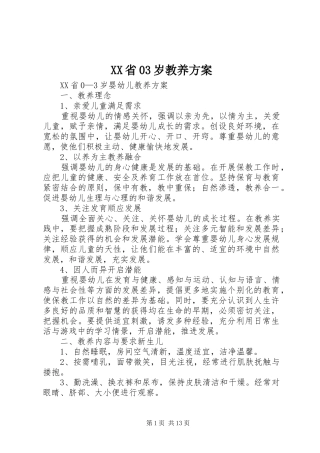 XX省03岁教养实施方案 