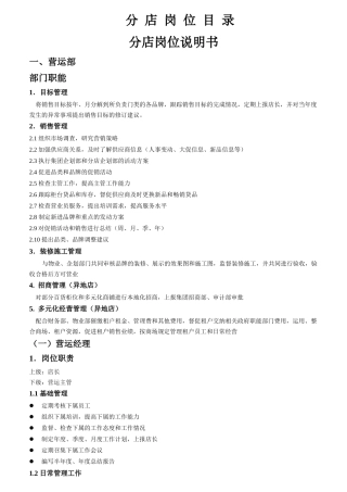 百货岗位说明书