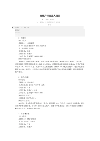 房地产行业富人简历