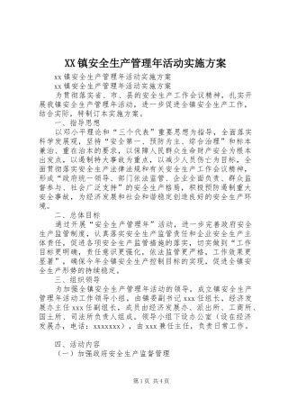 XX镇安全生产管理年活动方案 