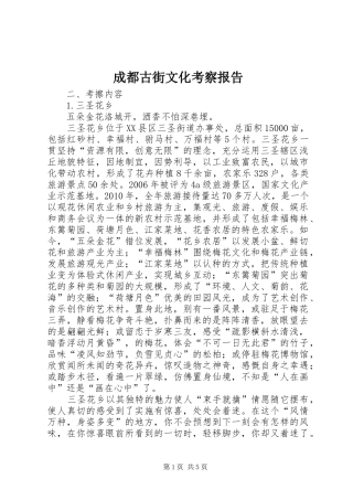 成都古街文化考察报告 