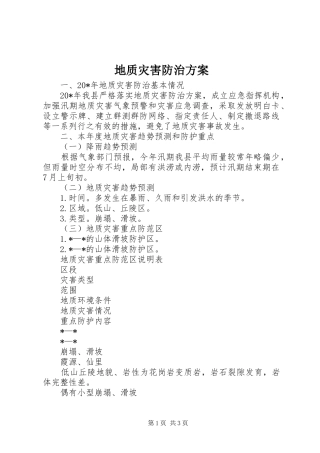 地质灾害防治实施方案 