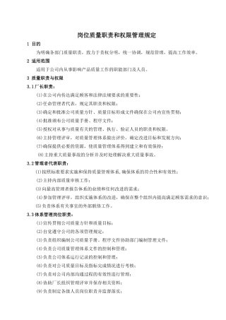 岗位质量职责和权限管理细则