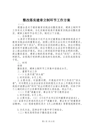 整改落实建章立制环节工作实施方案 