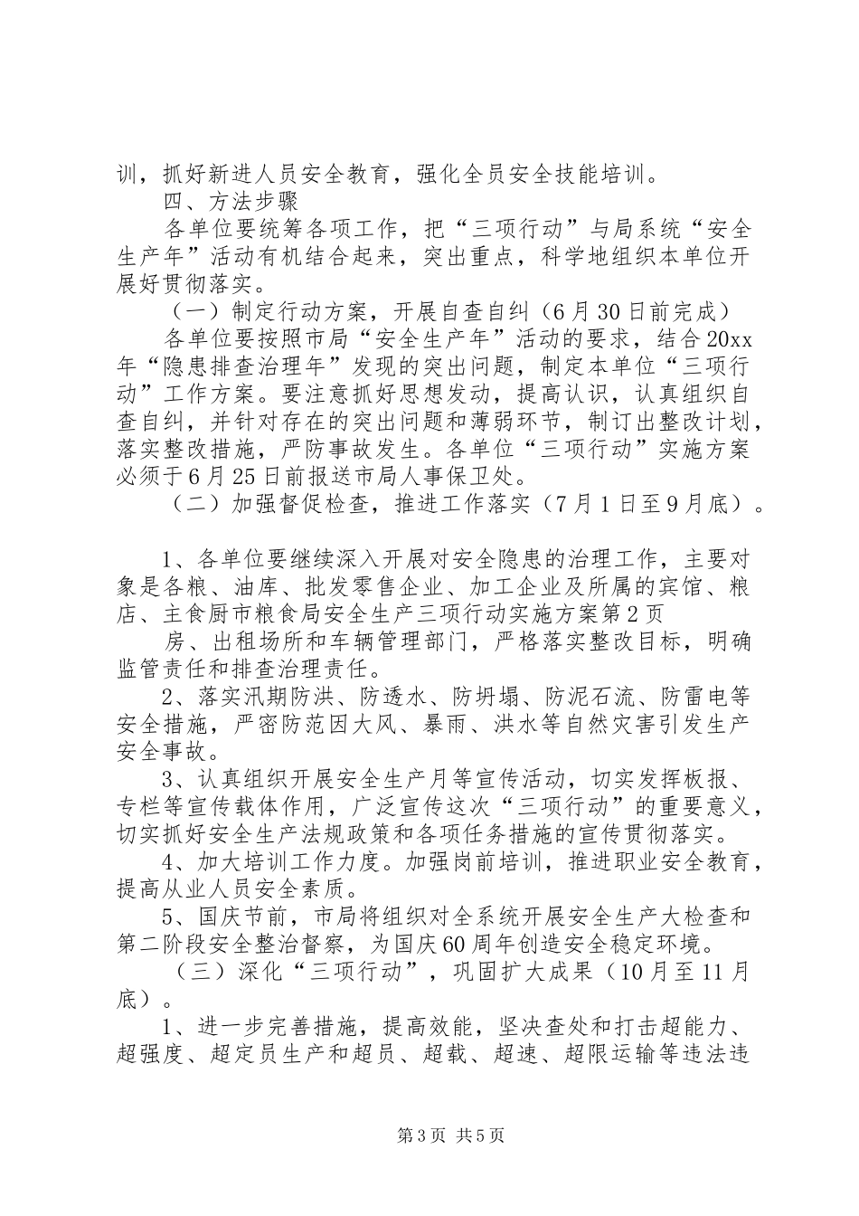 市粮食局安全生产三项行动实施方案_第3页