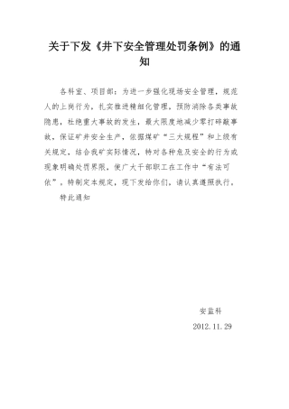 安全处罚条例