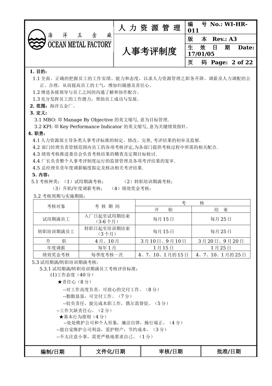 XX五金厂人事考评制度方案_第2页