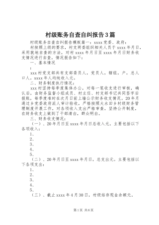 村级账务自查自纠报告3篇 