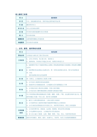 富士康招工标准