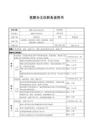 党群办主任职务说明书