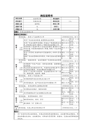 安全保卫岗位说明书B
