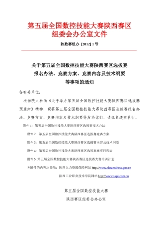 第五届陕西数控大赛选拔赛1号文件