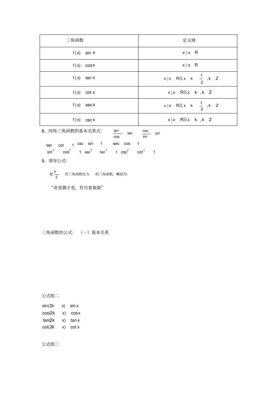 数学三角函数公式大全_第2页