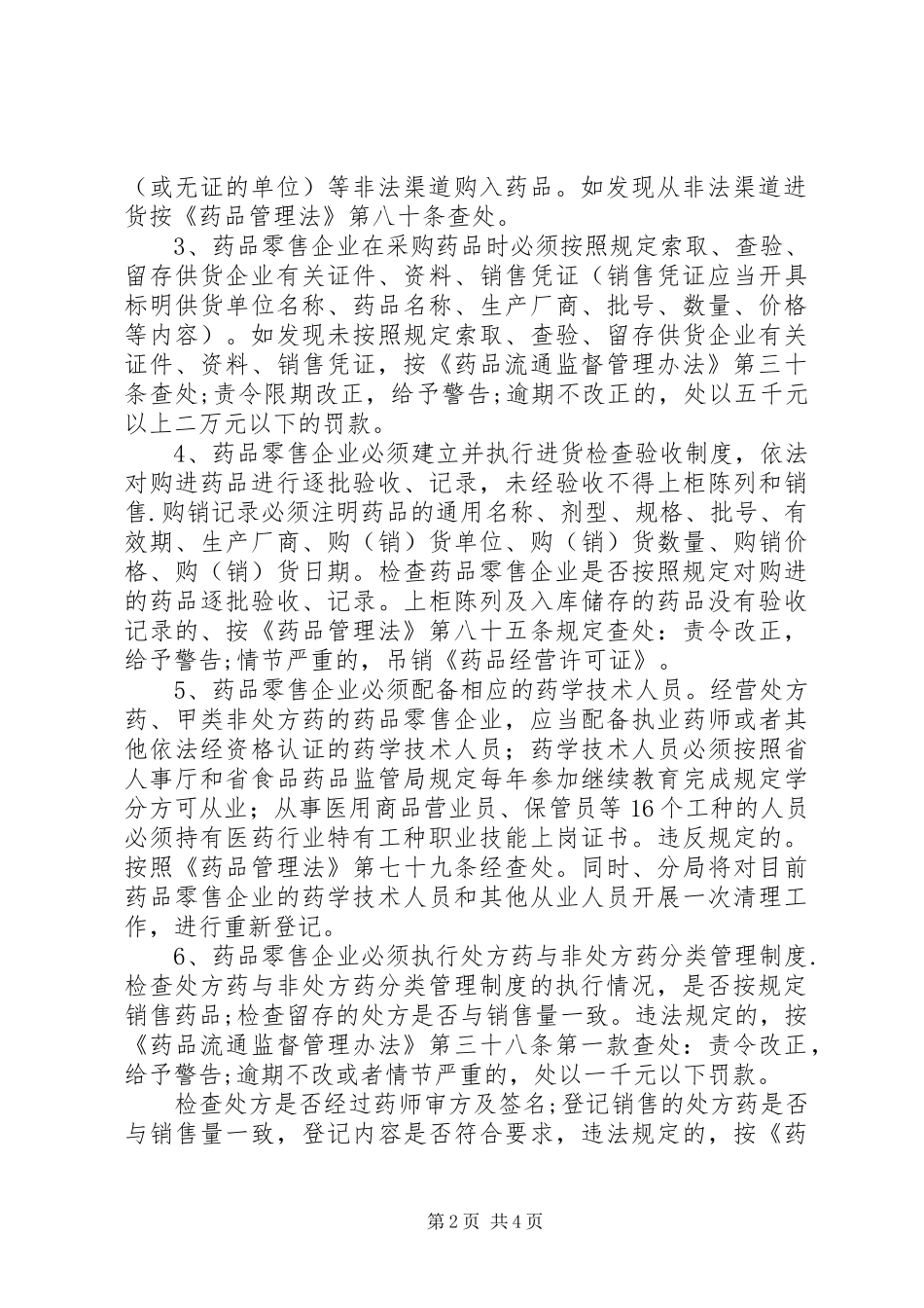 药品零售企业专项检查工作实施方案_第2页