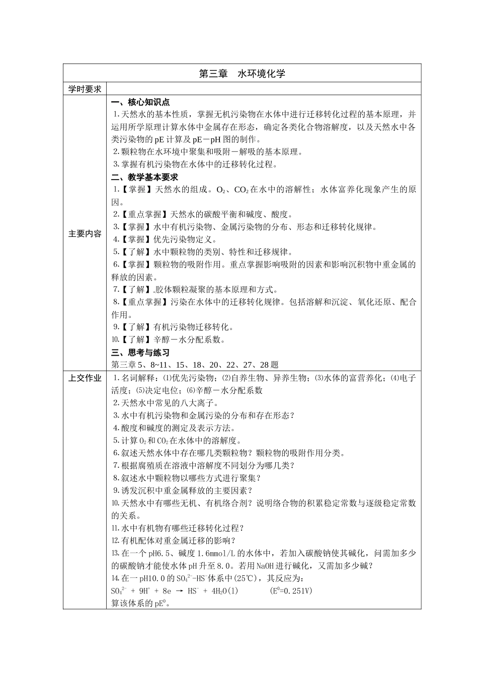 《环境化学》课程教学（自学）基本要求_第3页