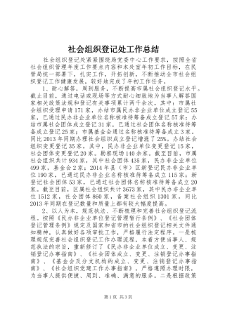 社会组织登记处工作总结