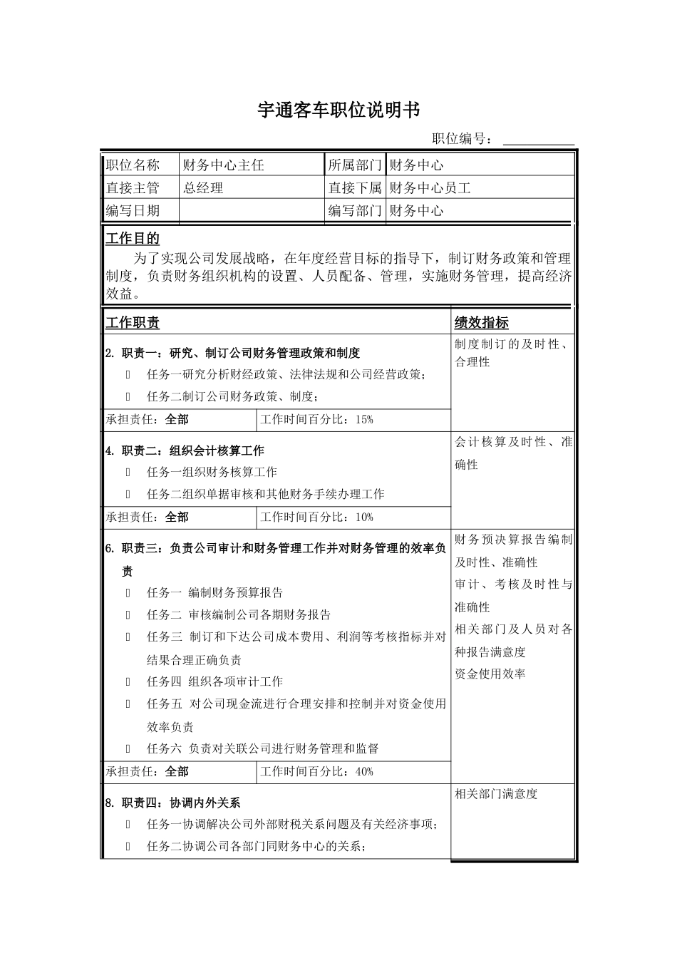 财务中心主任职位说明书1_第1页