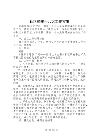 社区迎接十八大工作方案