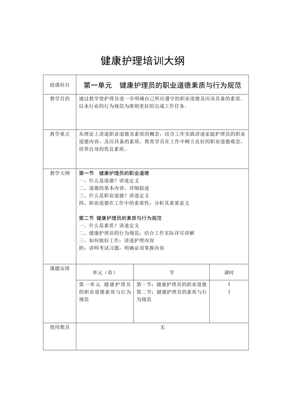 健康护理培训大纲_第1页