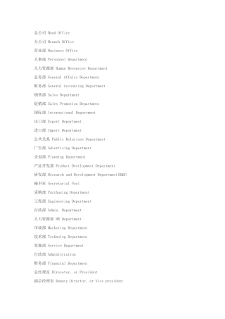 部门 职位名称大全