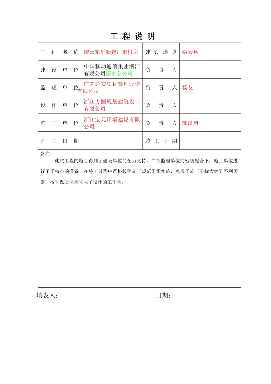 丽水移动机房竣工资料模版_第3页