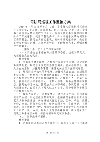 司法局巡视工作整治方案