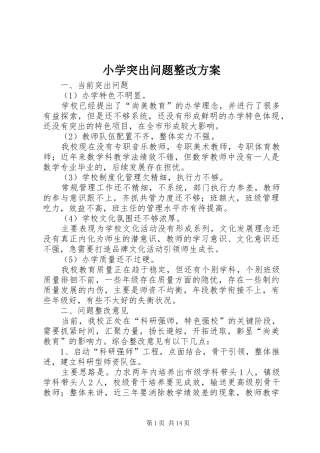 小学突出问题整改方案