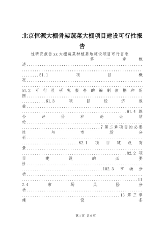 北京恒源大棚骨架蔬菜大棚项目建设可行性报告1 