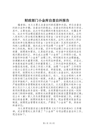 财政部门小金库自查自纠报告 