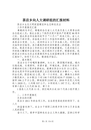 茶店乡向人大调研组的汇报材料 