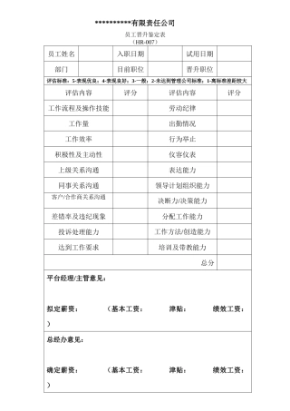 晋升表HR006(1)