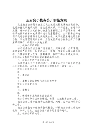 王府完小校务公开实施方案