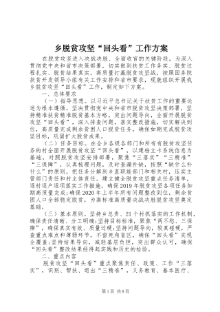 乡脱贫攻坚“回头看”工作方案