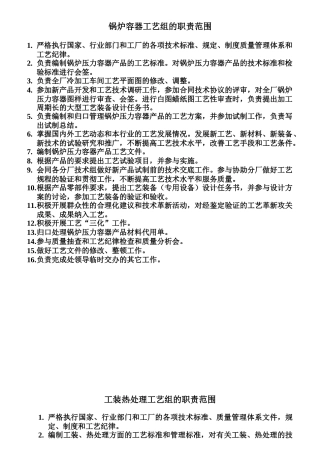 某公司工艺处各专业组和各级各类人员岗位责任制