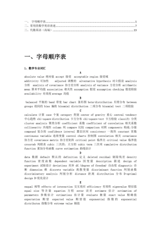 数学专业词汇及翻译