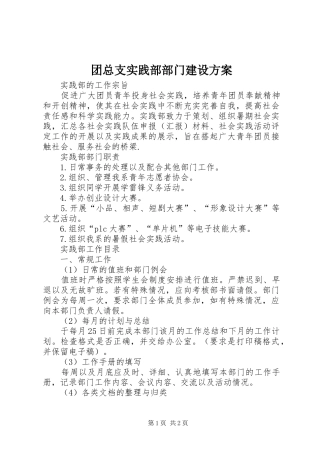 团总支实践部部门建设方案